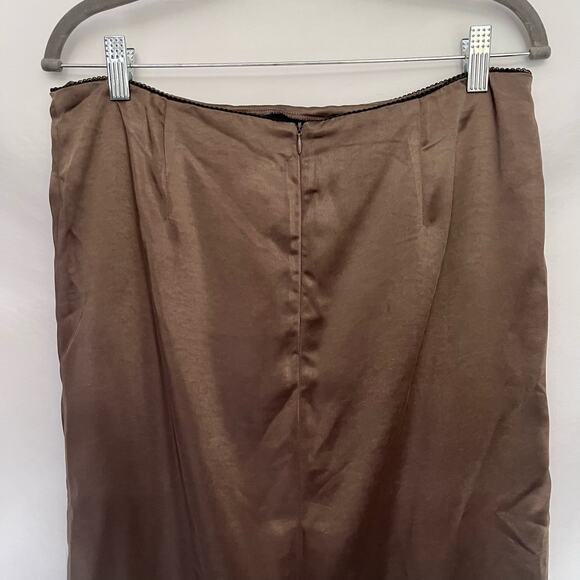 Motel Satin Maxi Slip Skirt Sz M Olive Y2K Whimsigoth Indie Sleaze Satin Grunge - Picture 5 of 14